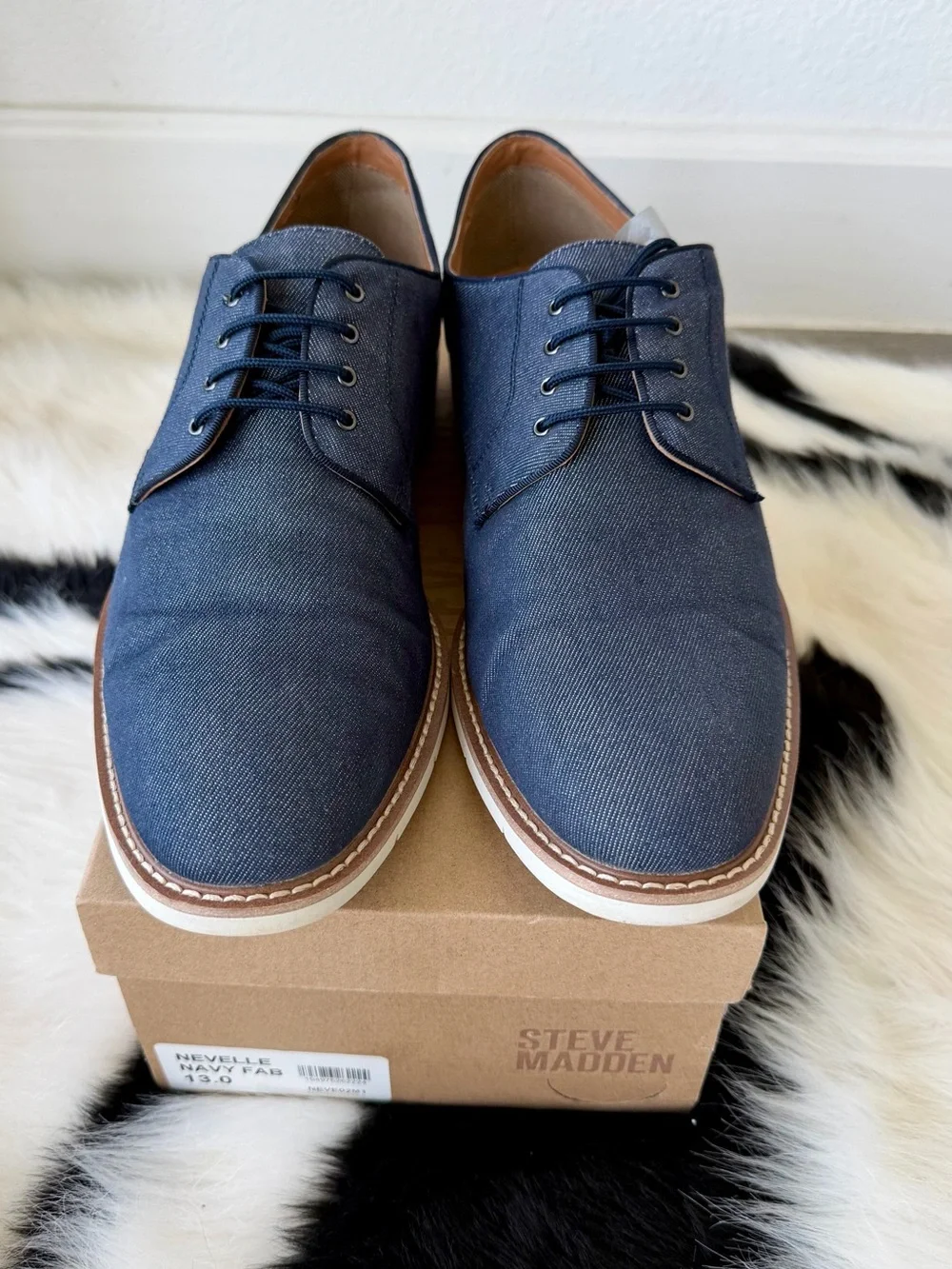 Steve Madden Men's Navy Canvas Derby Shoes, size 13, very good condition